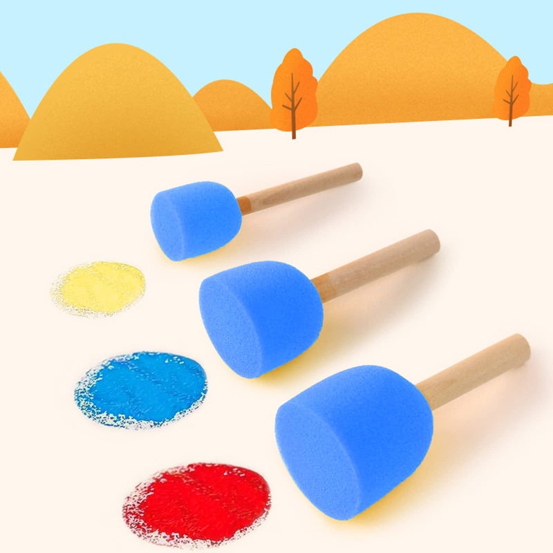 WAFJAMF 20 Pcs Assorted Size Round Sponges Brush Set, 4 Size DIY Paint Tools for Kids - Blue - Image 5